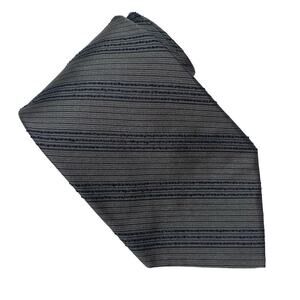 Donna Karan Signature Repp Necktie Gray Black Striped
